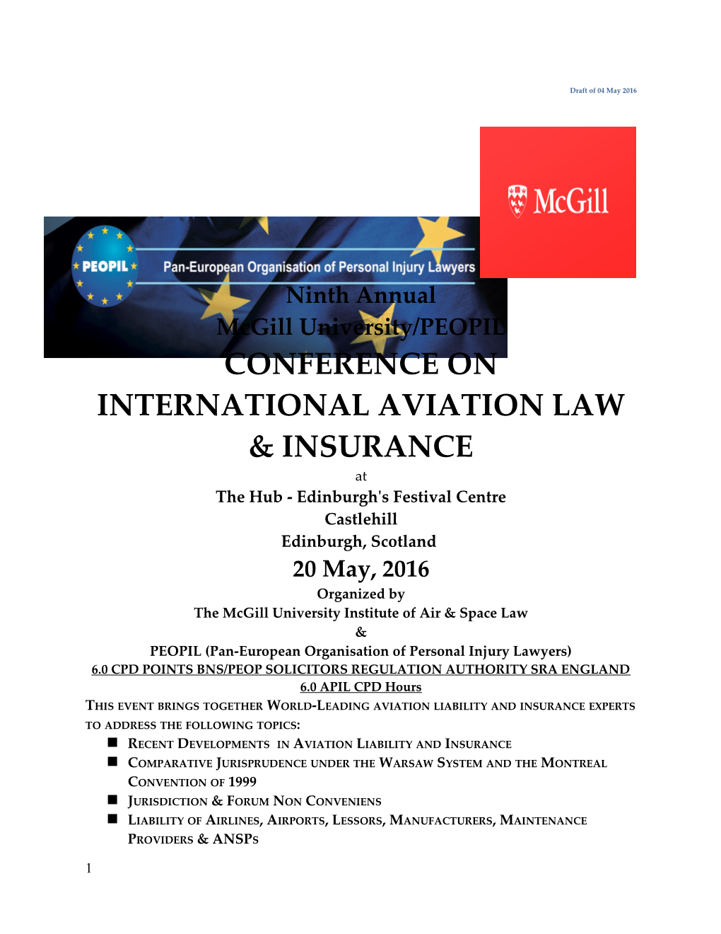 Conference on International Aviation Law & Insurance