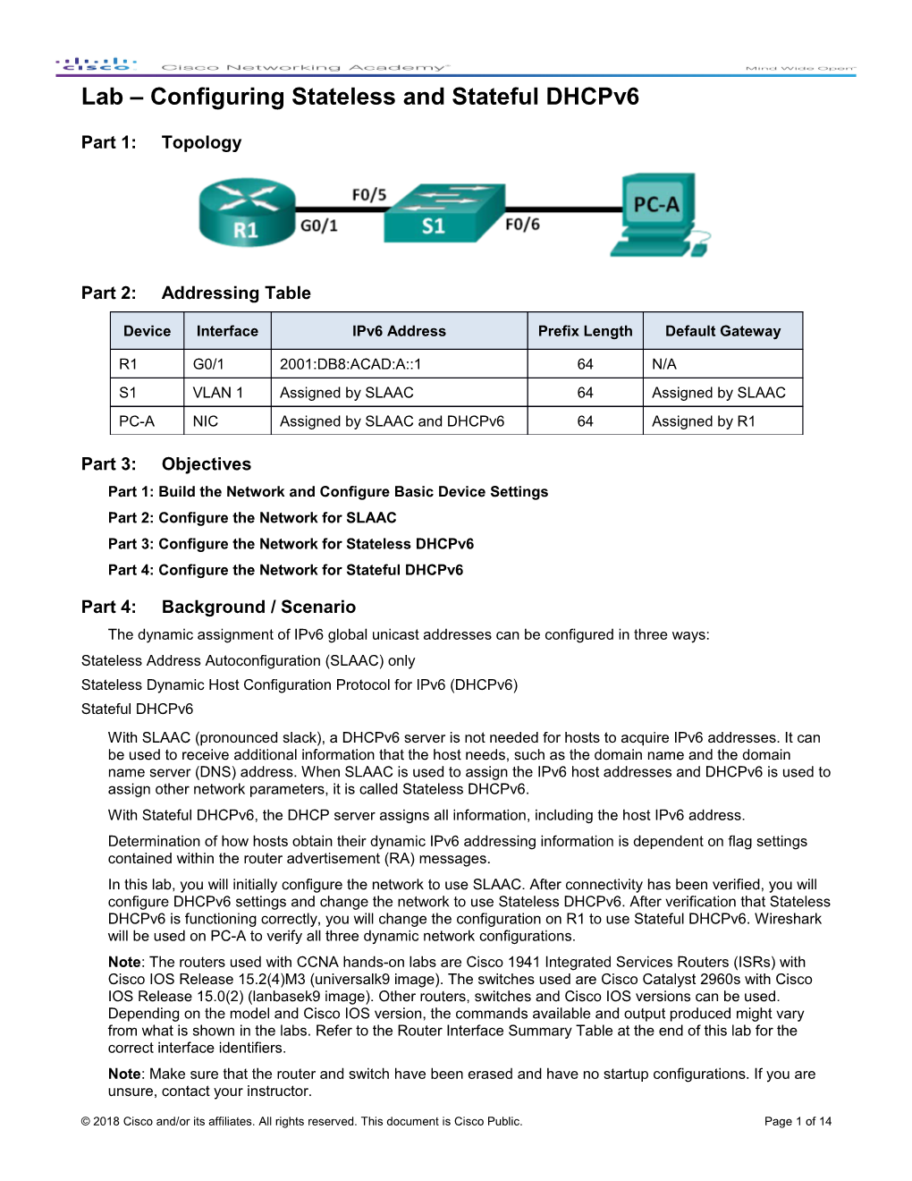 Lab Configuring Stateless and Stateful Dhcpv6