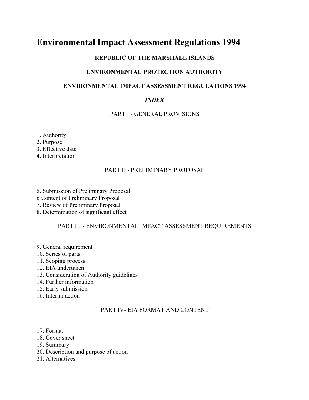 Environmental Impact Assessment Regulations 1994