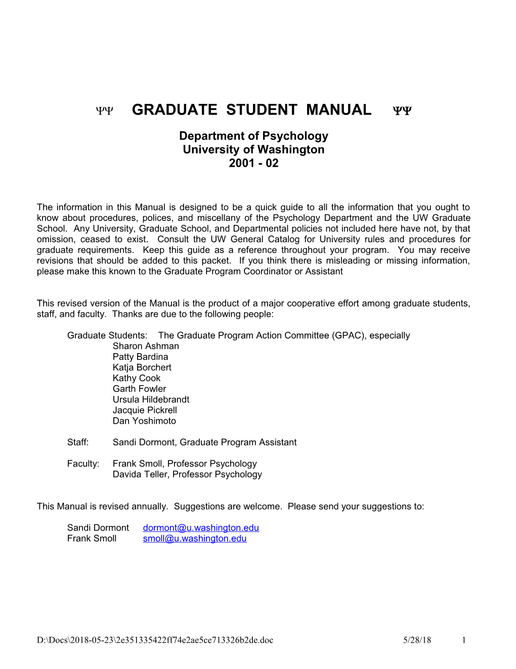 Yy Graduate Student Manual Yy