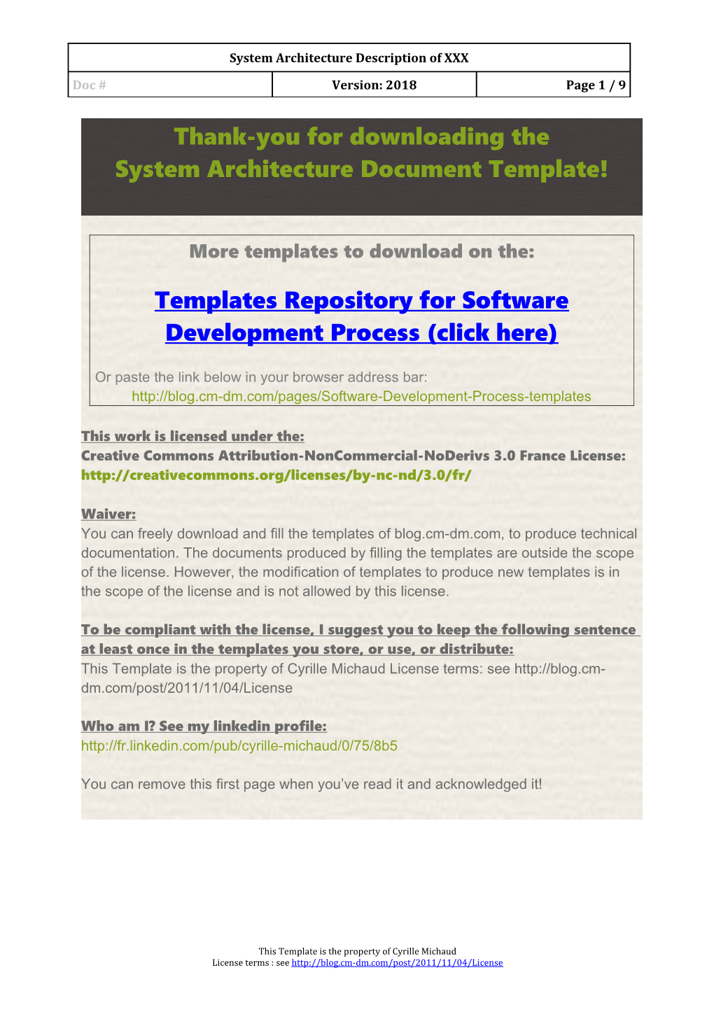 System Architecture Document Template