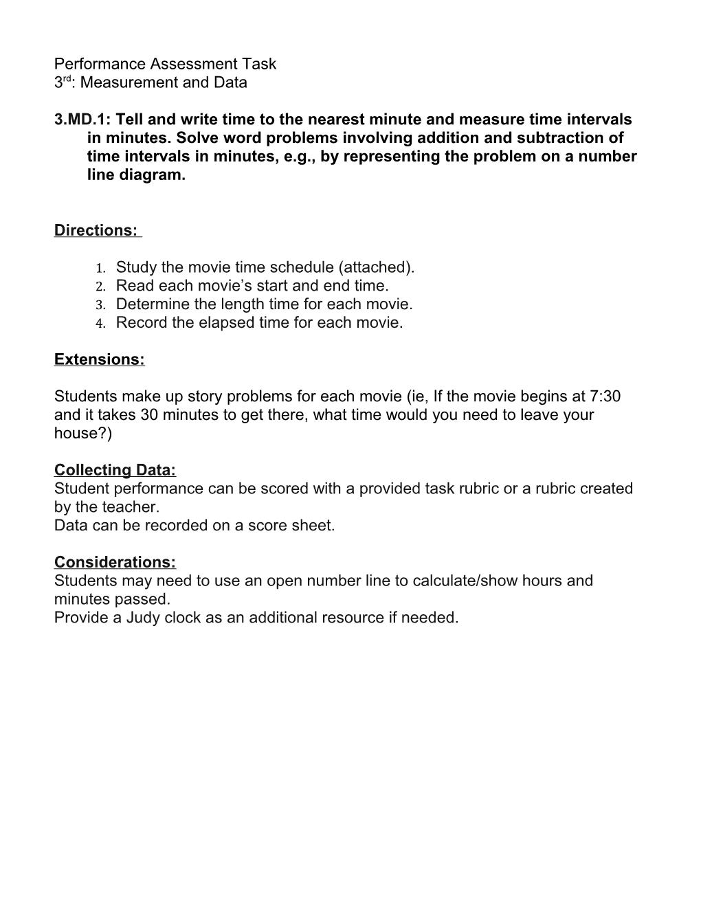 Performance Assessment Task