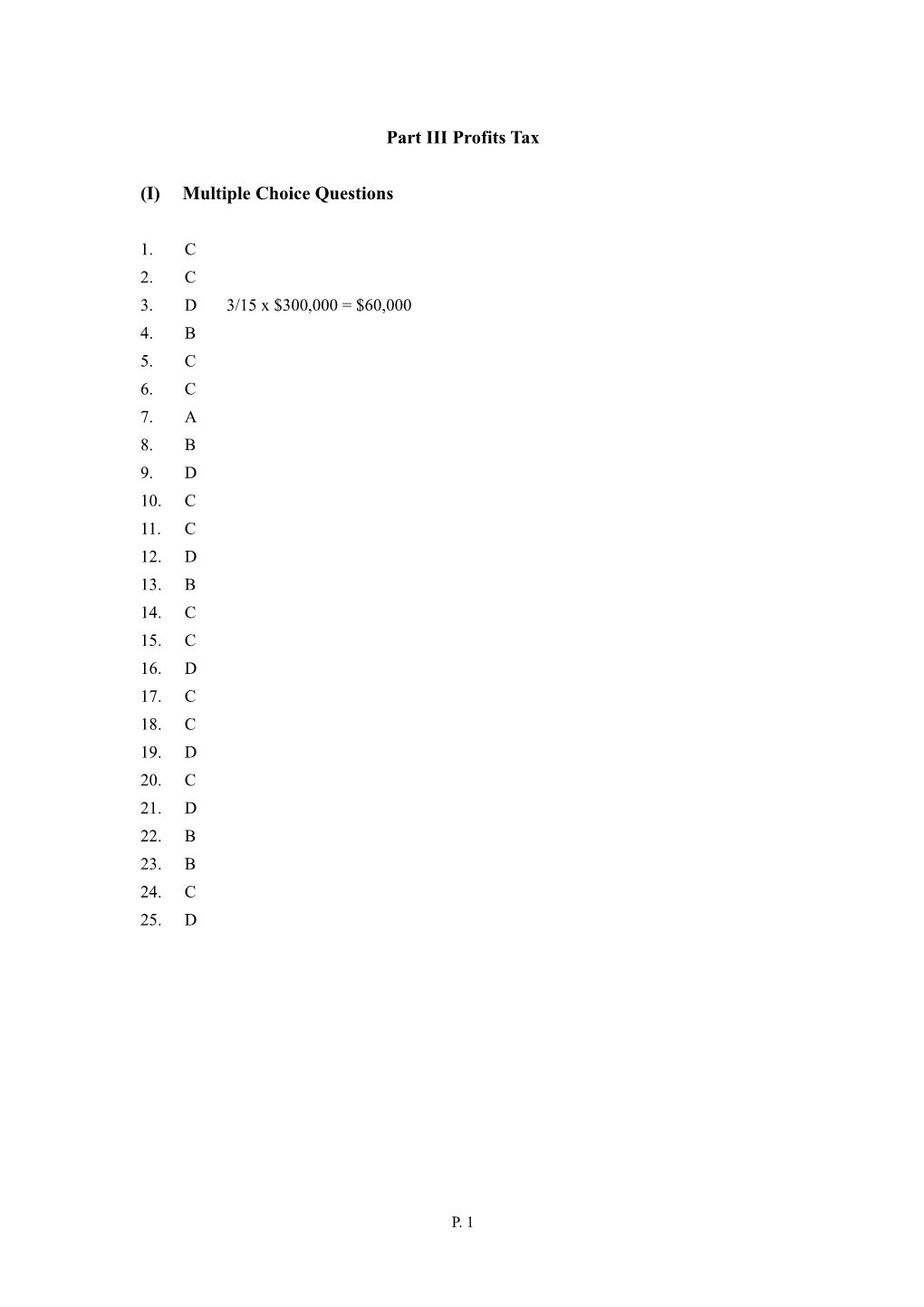 Part III Profits Tax