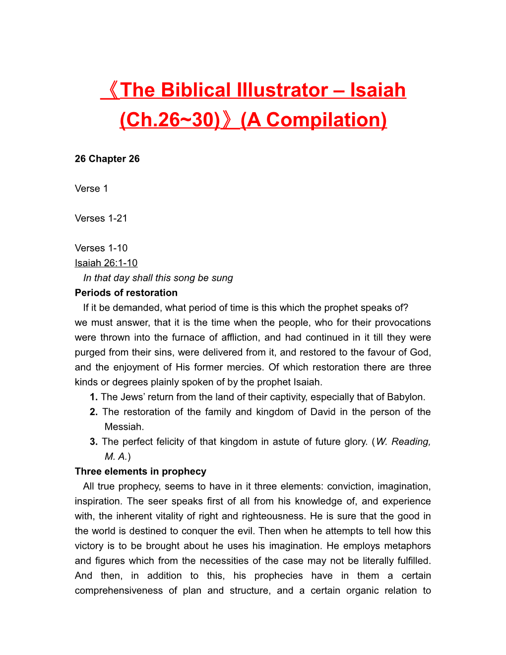 The Biblical Illustrator Isaiah (Ch.26 30) (A Compilation)