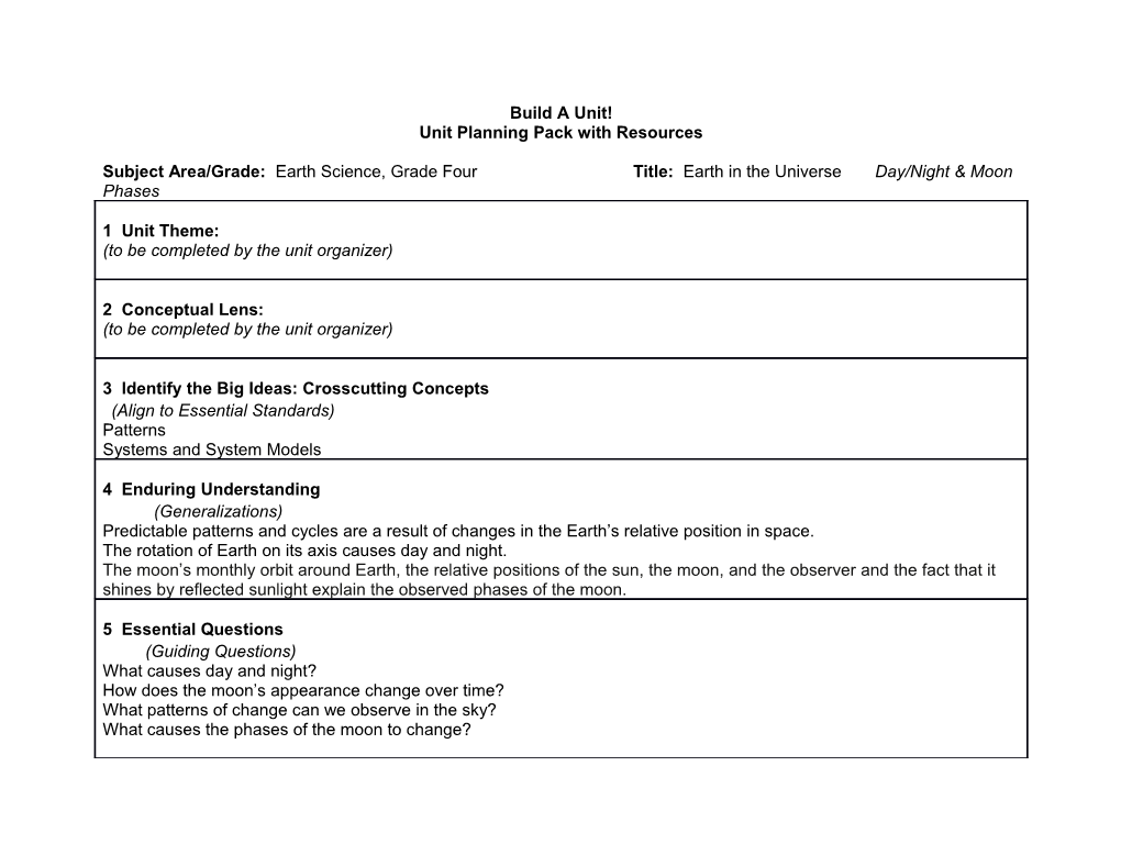 Unit Planning Pack with Resources