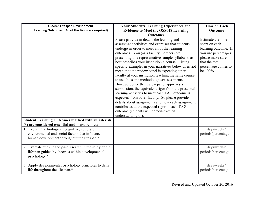 Revised and Updated October 20, 2016