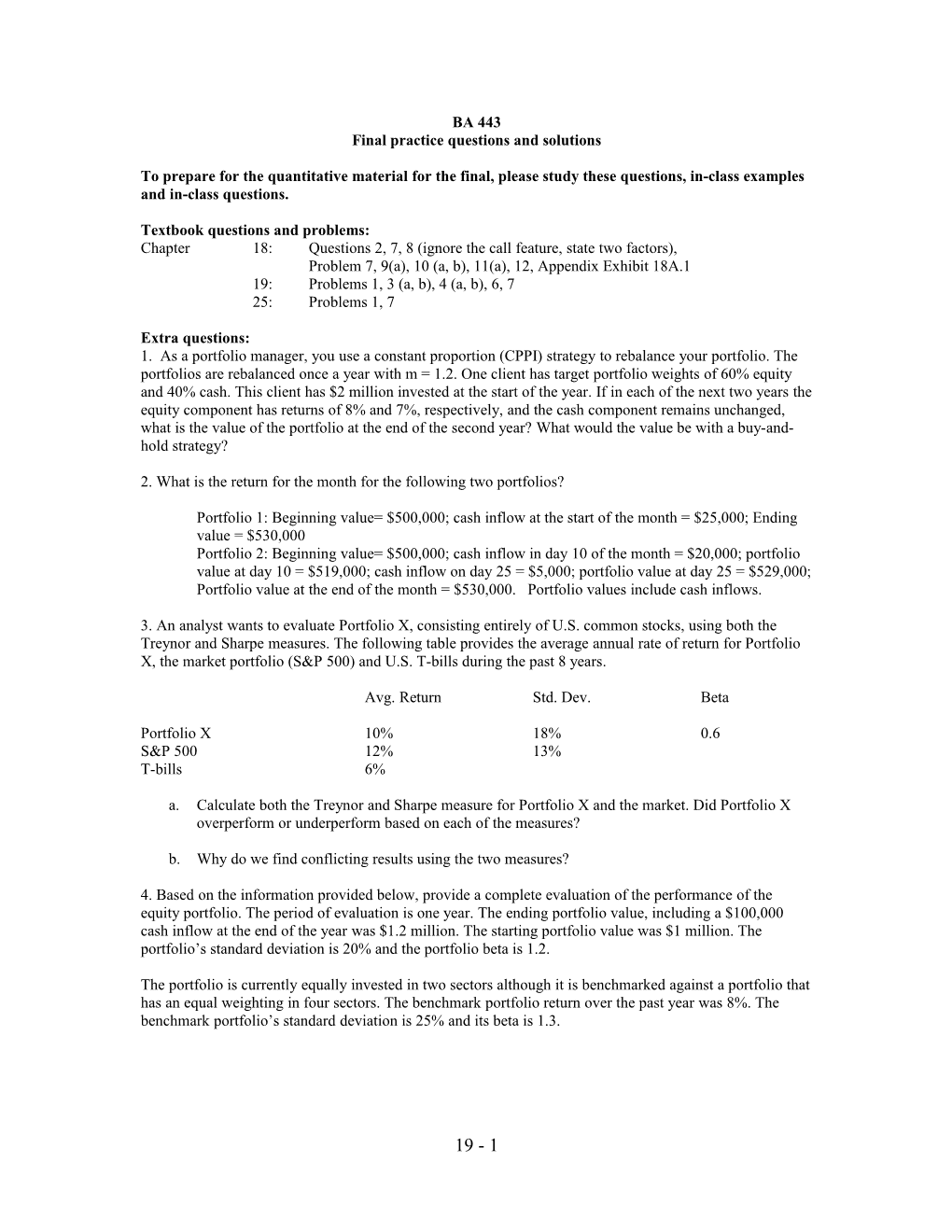 Final Practice Questions and Solutions