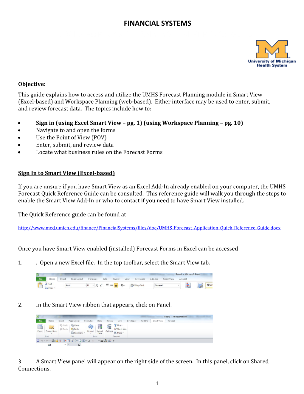 Sign in (Using Excel Smart View Pg. 1) (Using Workspace Planning Pg. 10)