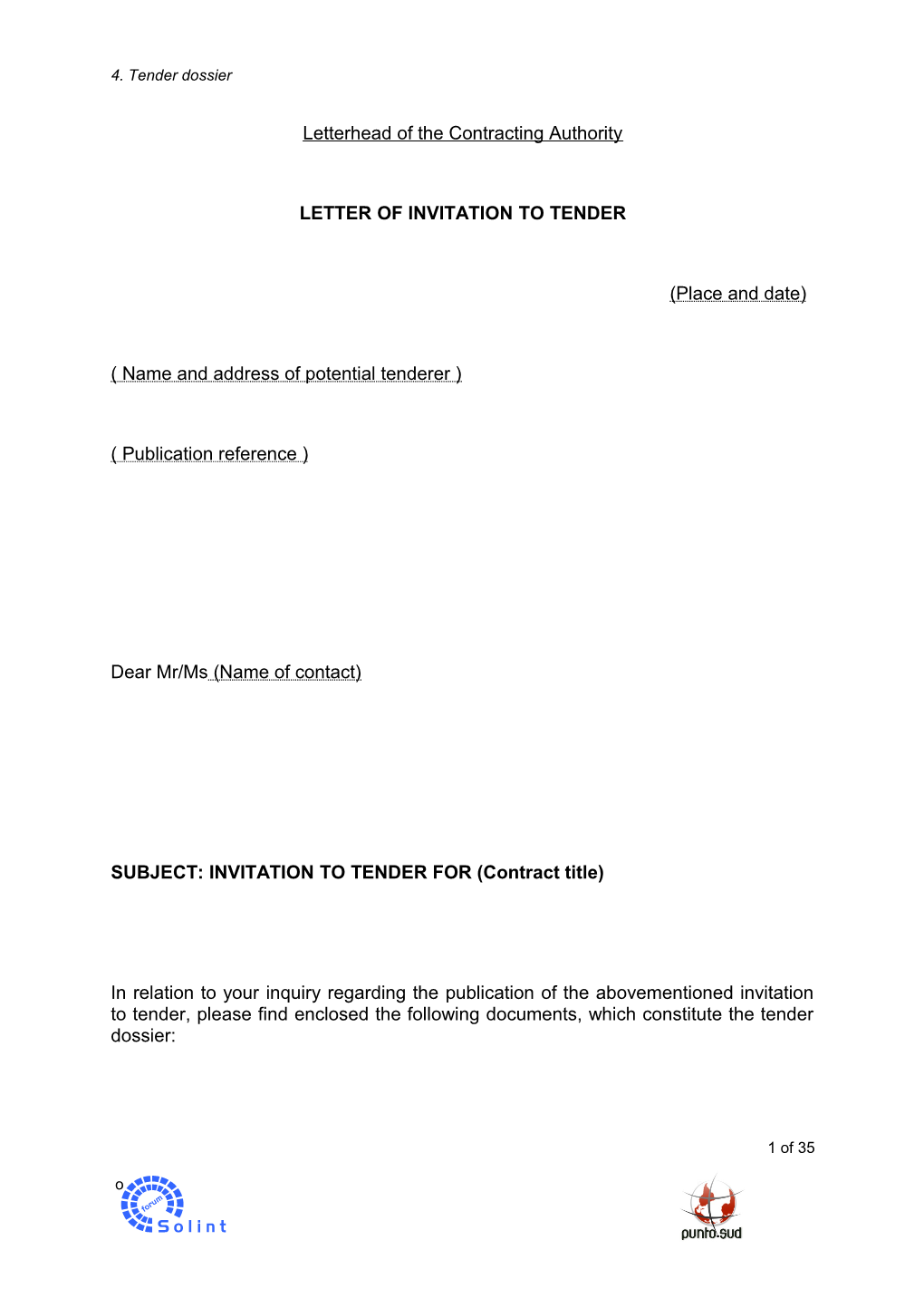 Letterhead of the Contracting Authority