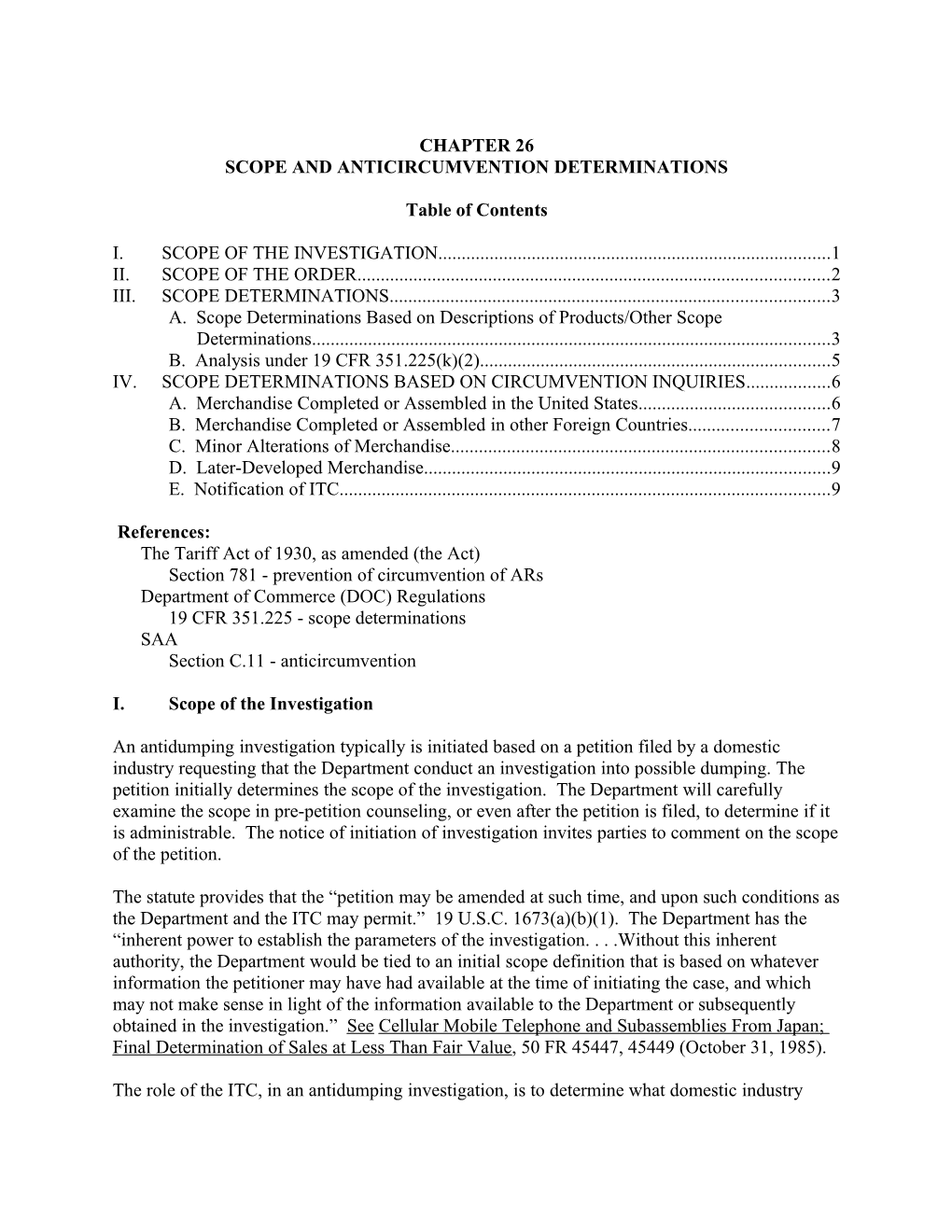 Scope and Anticircumvention Determinations