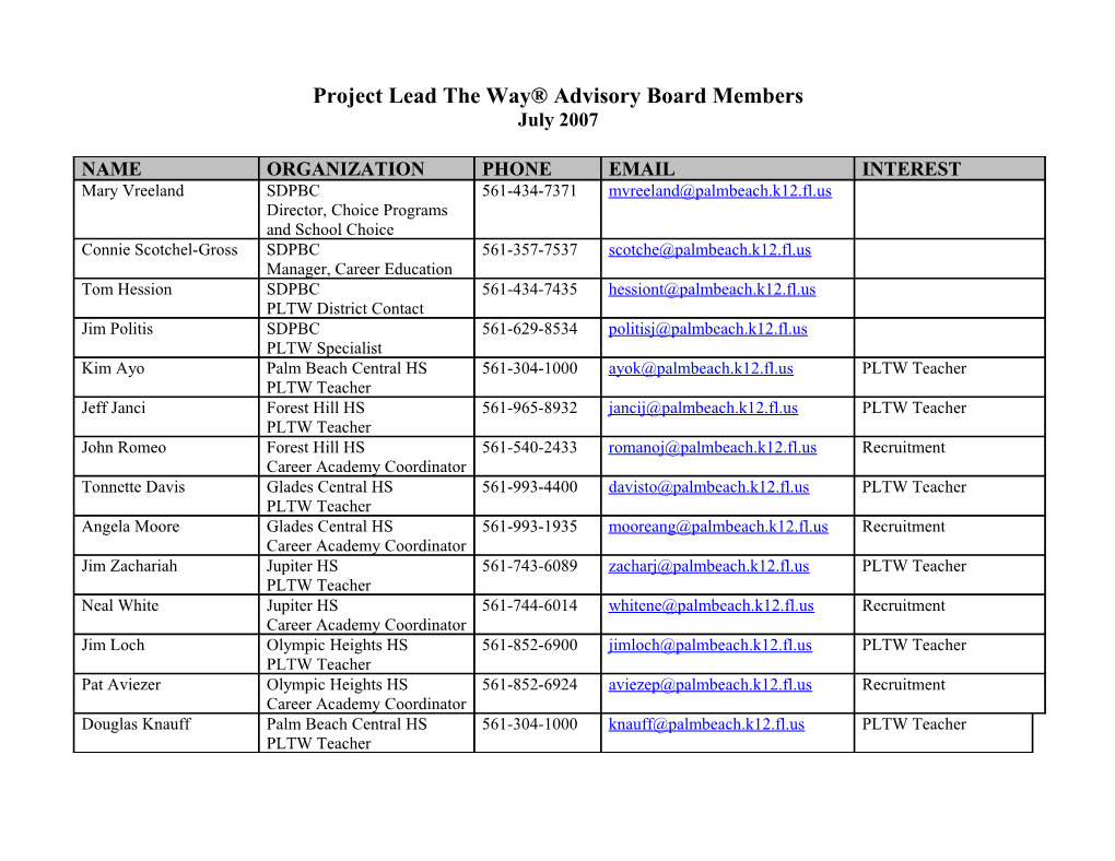 Project Lead the Way Advisory Board