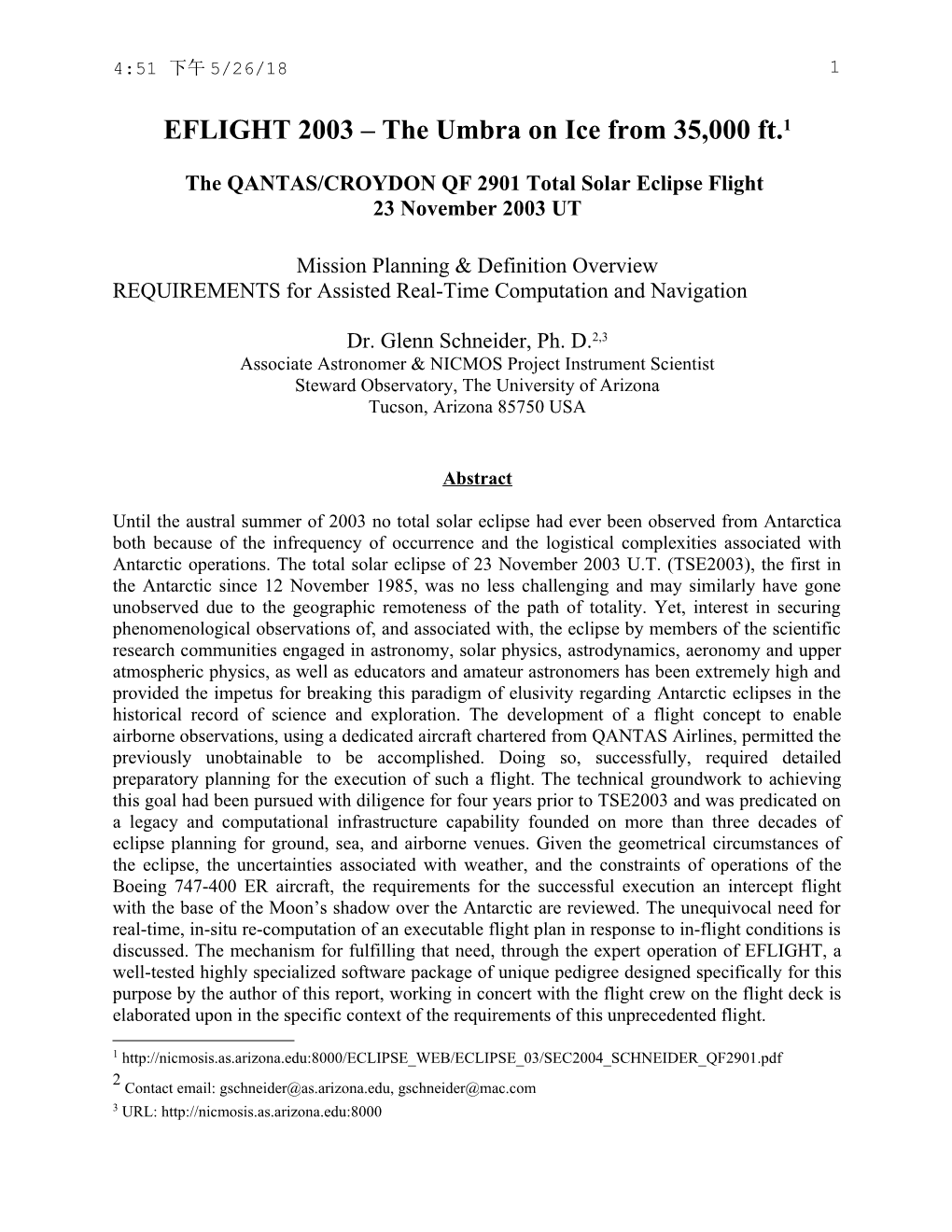 The QANTAS/CROYDON QF 2901 Total Solar Eclipse Flight