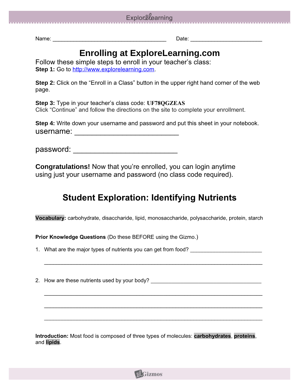 Student Exploration Sheet: Growing Plants s23