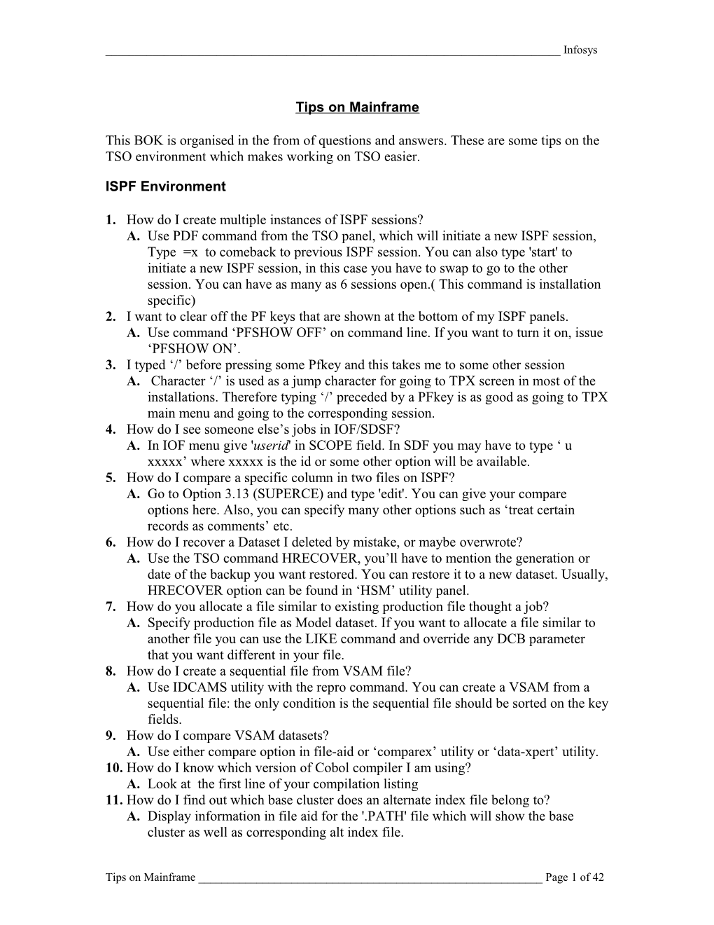 Tips on Mainframe