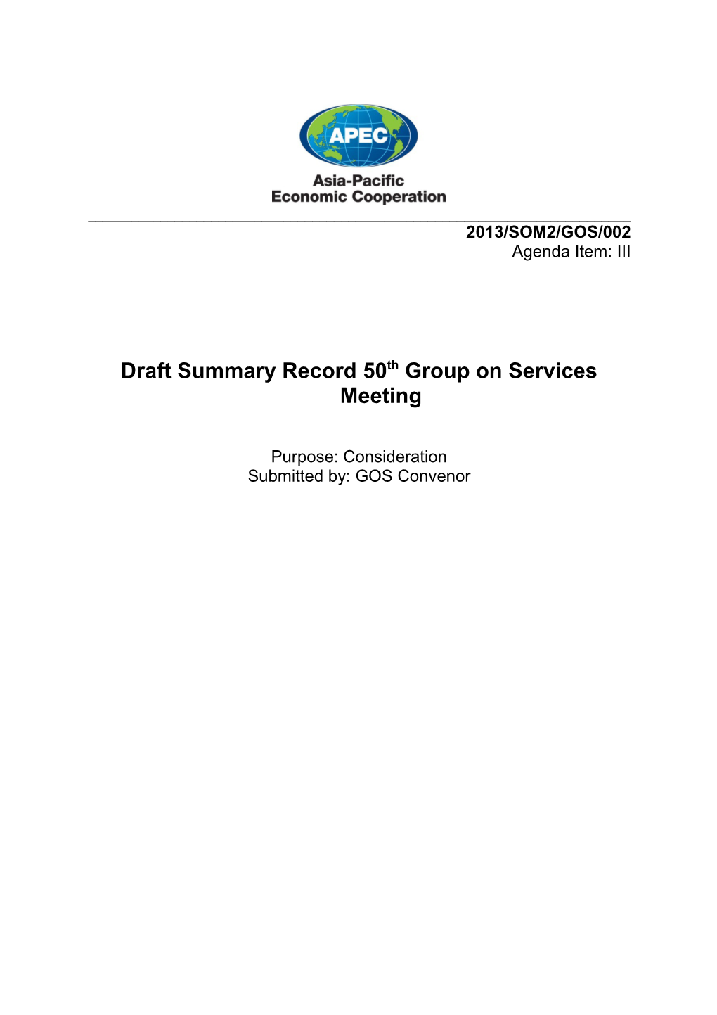 Draft Summary Record50th Group on Services Meeting