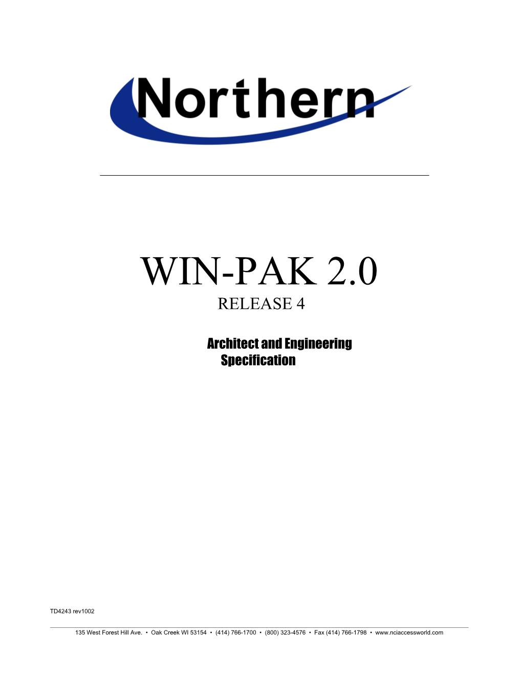 WIN-PAK 2.0 A&E Specification 39