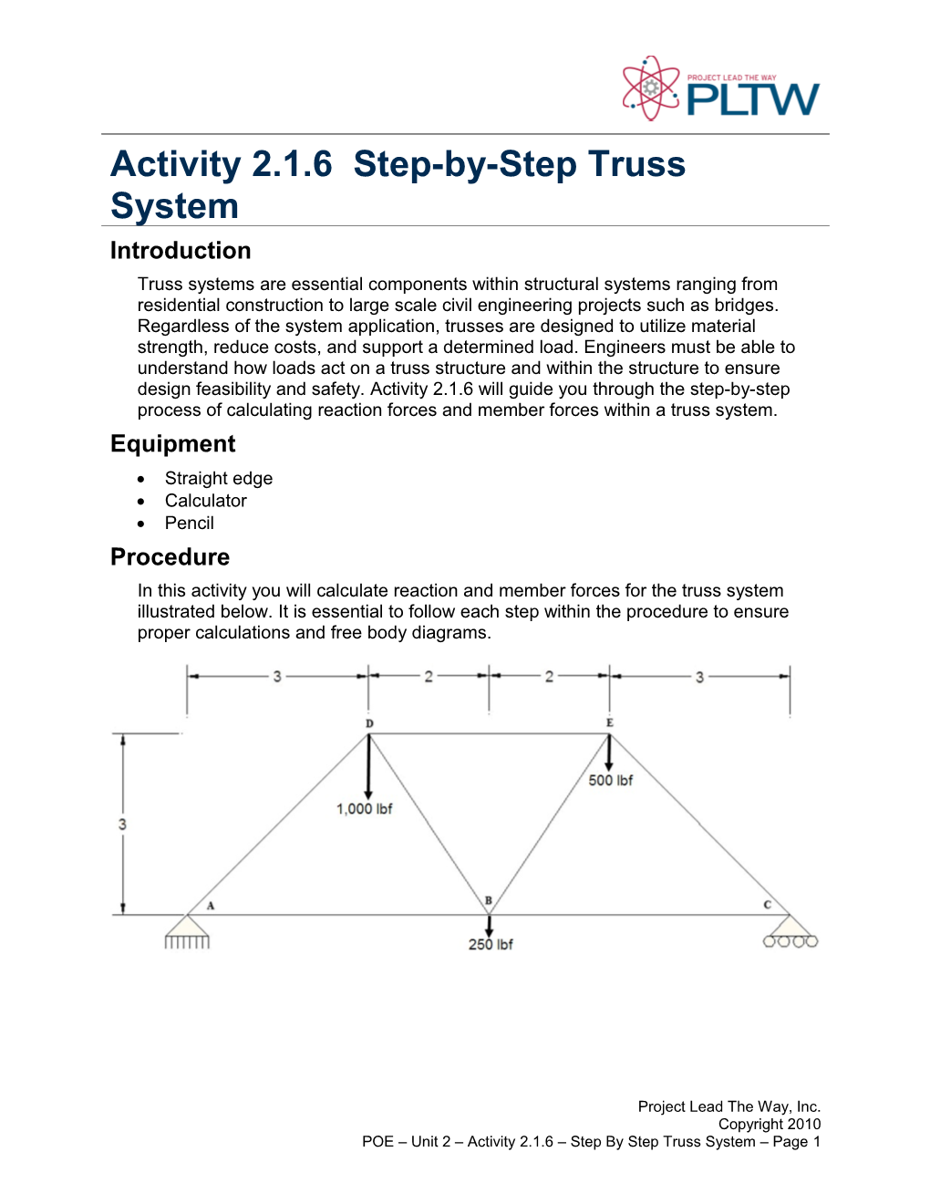 Activity 2.1.6 Step by Step Truss System