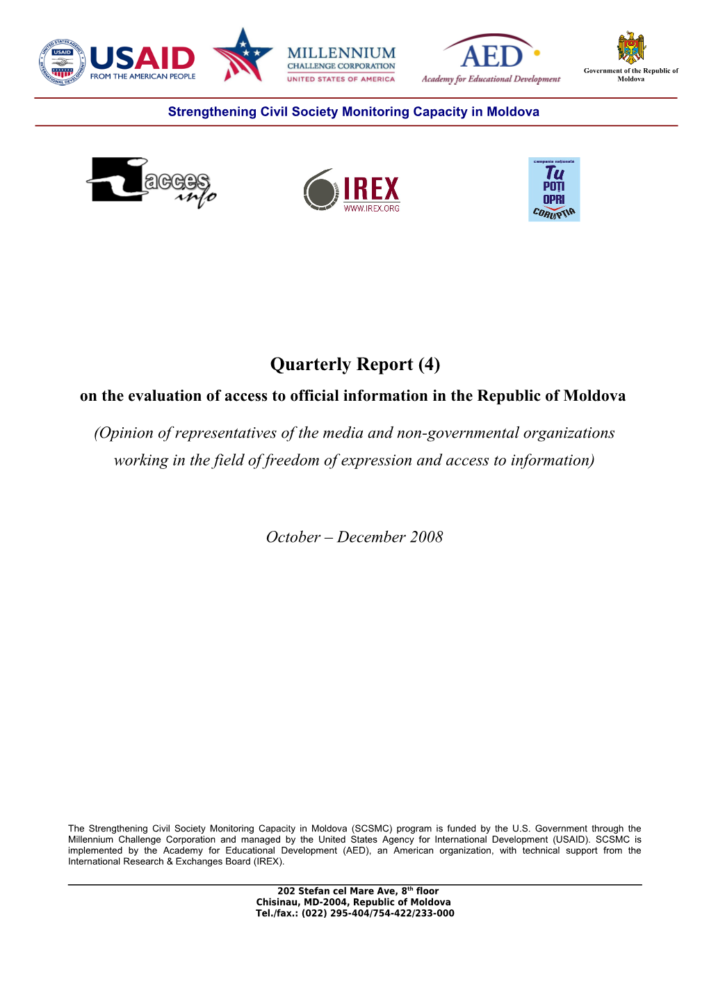 Proiectul Consolidarea Societatii Civile in Republica Moldova (CSSM)