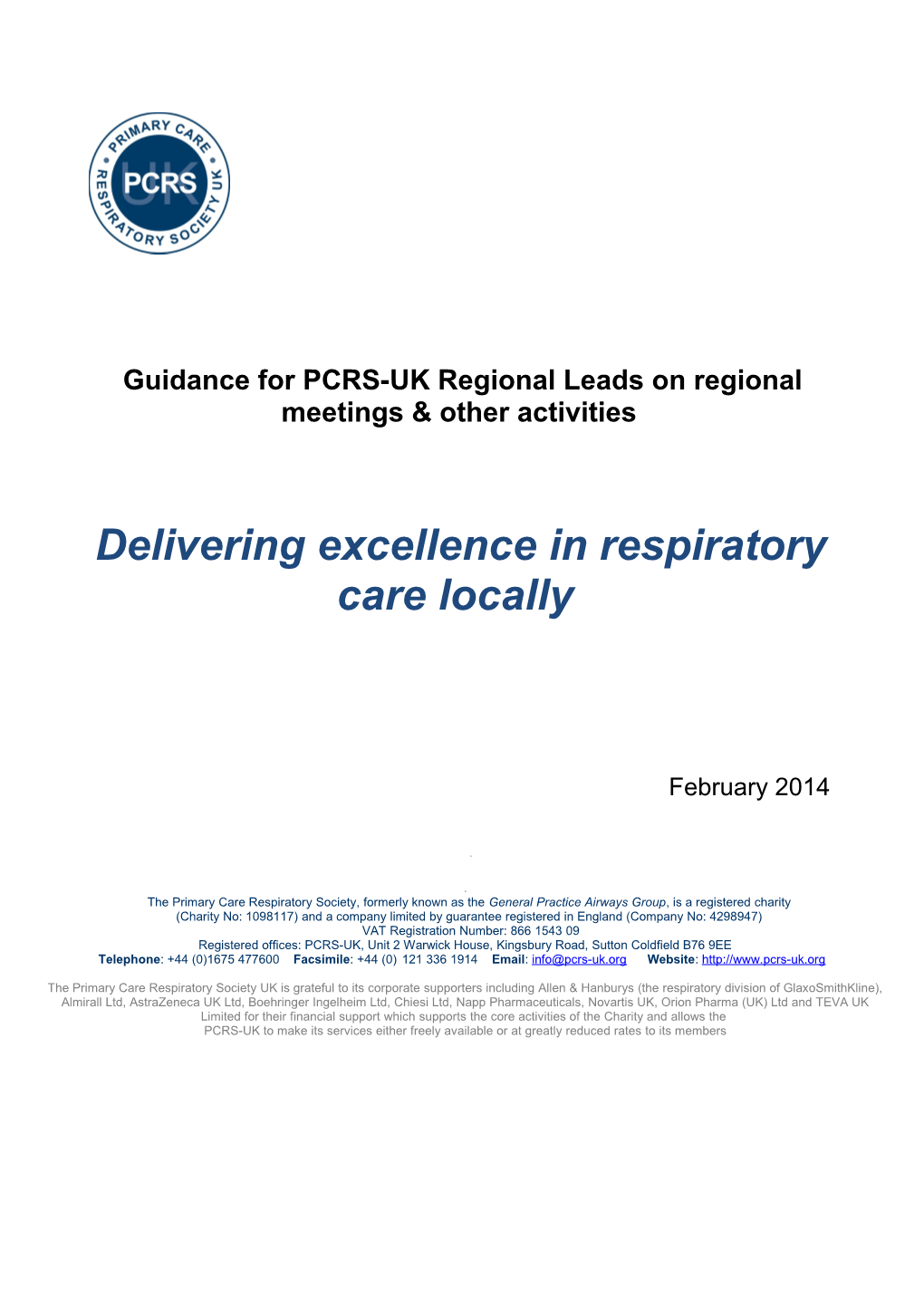 Guidance for PCRS-UK Regional Leads on Regional Meetings & Other Activities