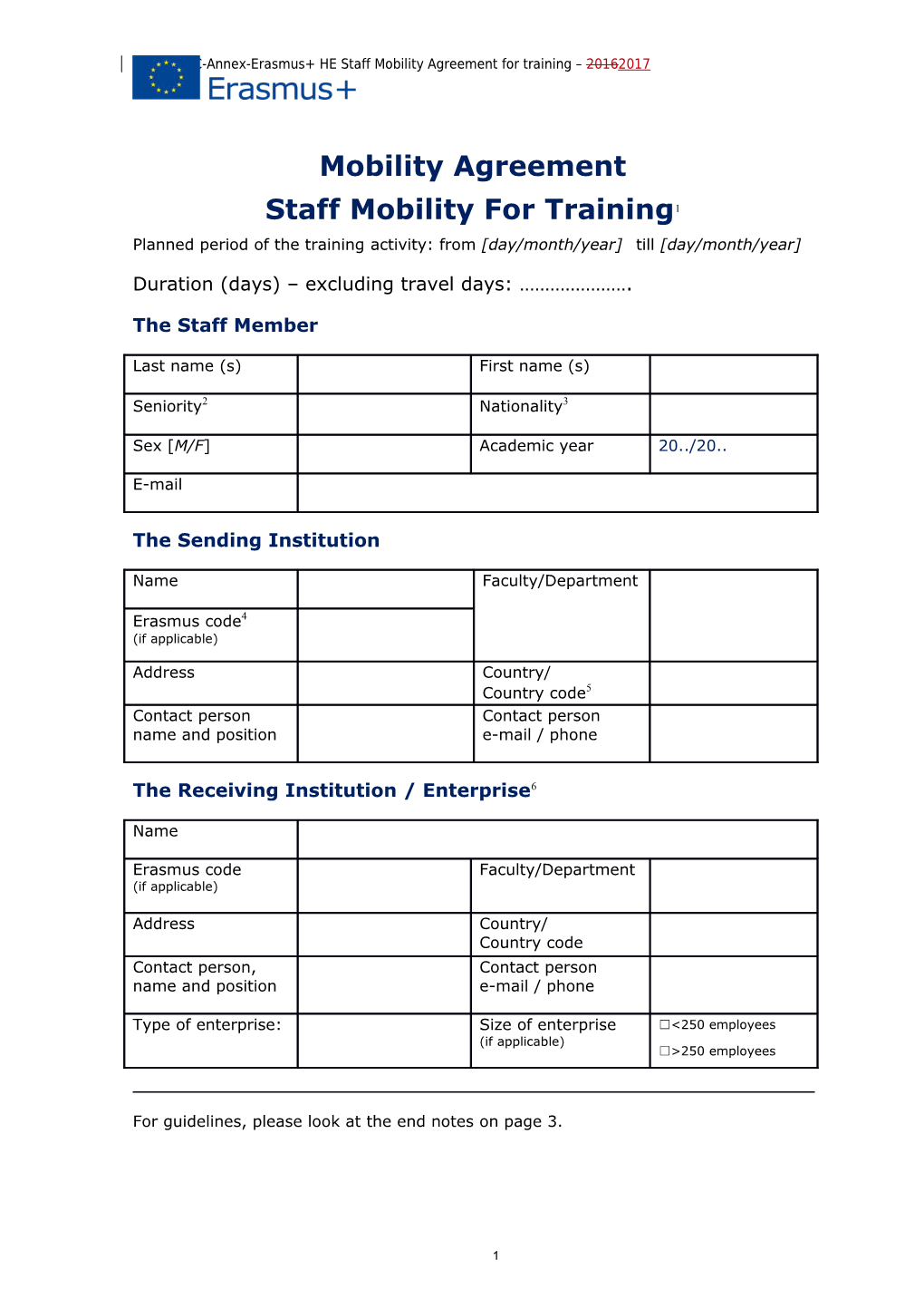Gfna-II.7-C-Annex-Erasmus+ HE Staff Mobility Agreement for Training 20162017