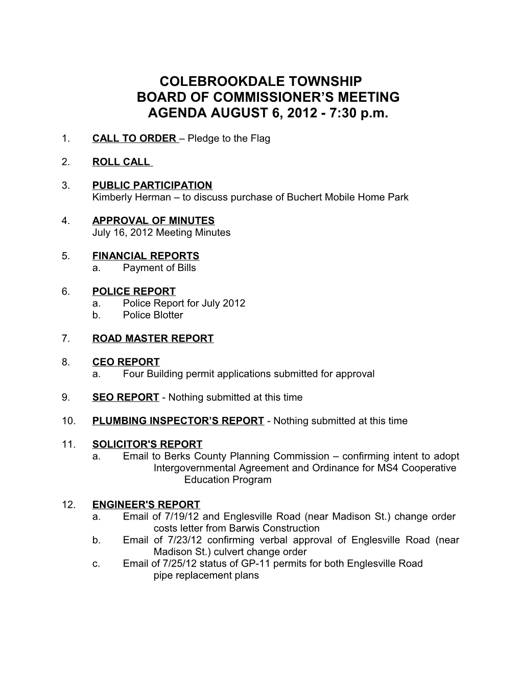 Board of Commissionersjuly 16, 2012Page1
