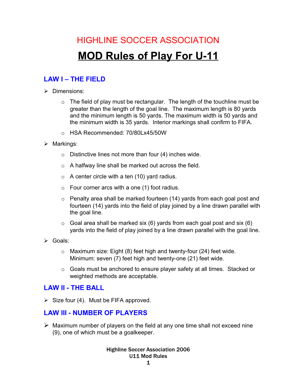 Mod Rules of Play for U-9