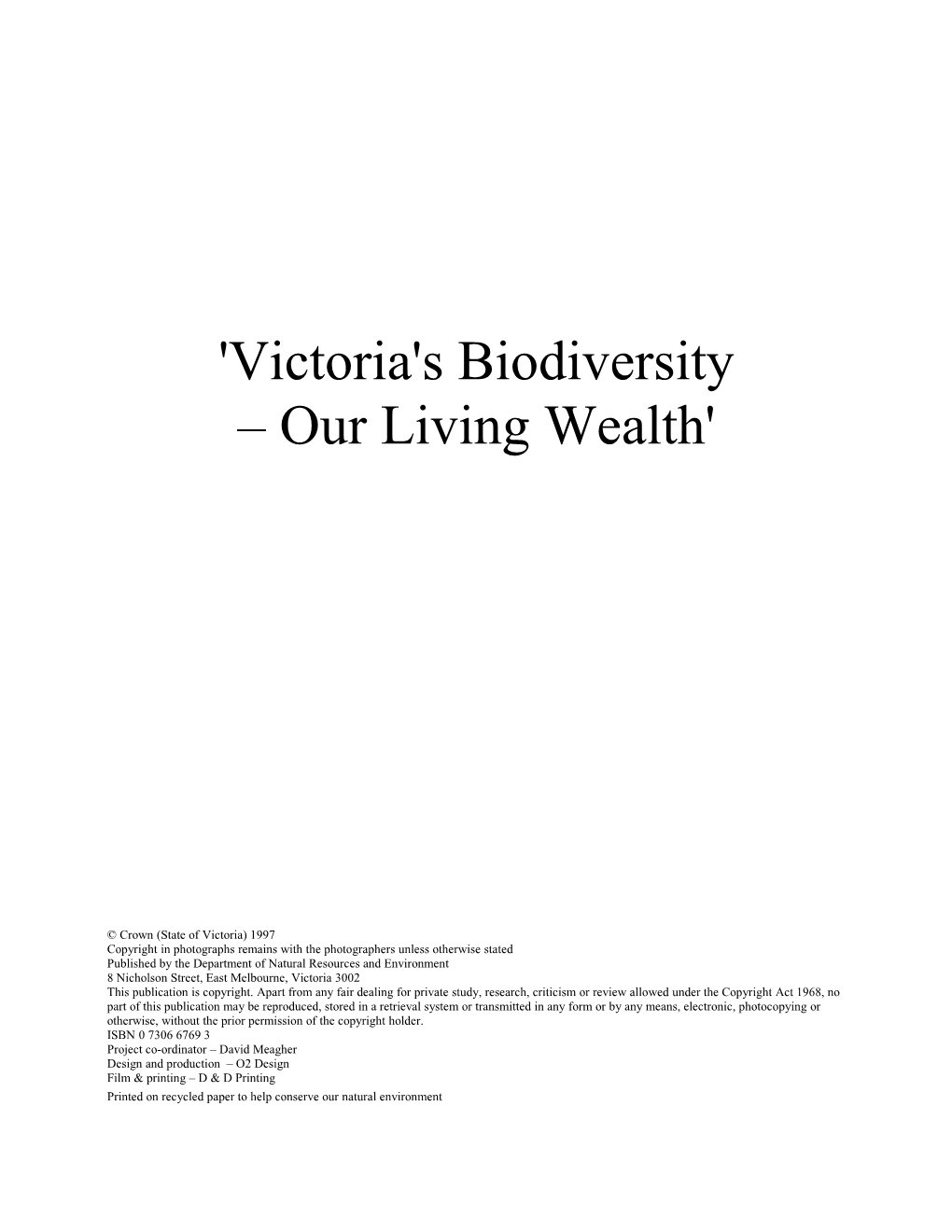 'Victoria's Biodiversity