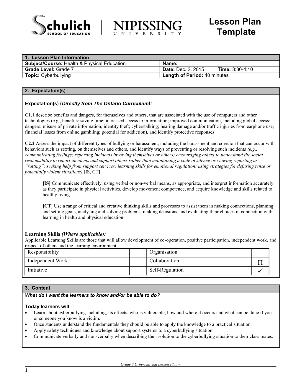 Class Group Activity: Scenarios 1-5