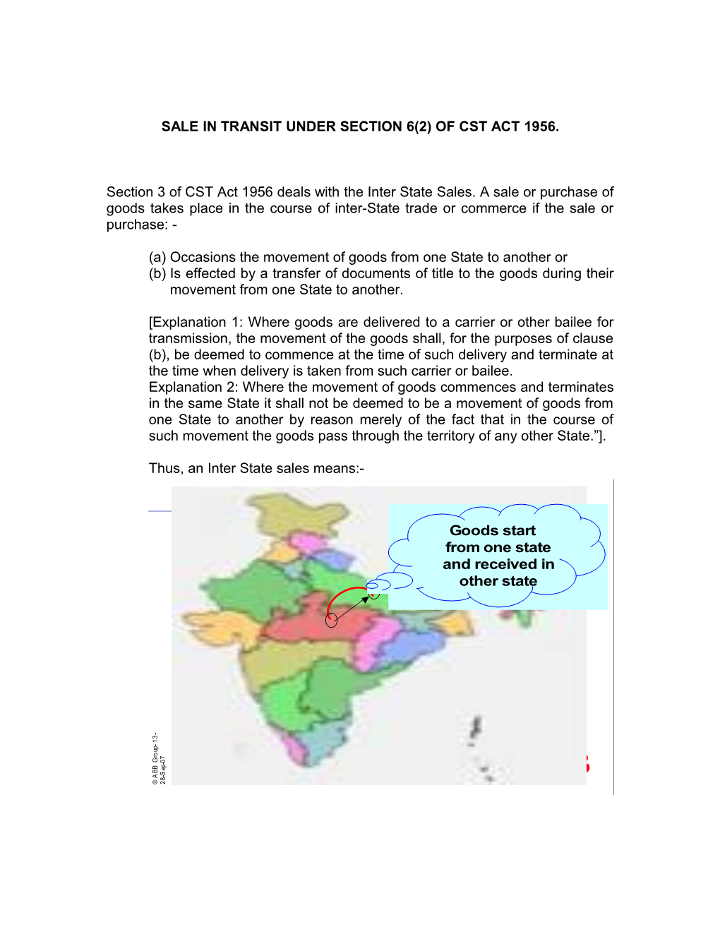 Sale in Transit Under Section 6(2) of Cst Act 1956