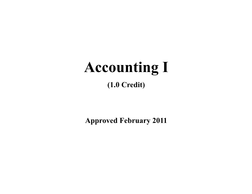 Accounting I Course Curriculum