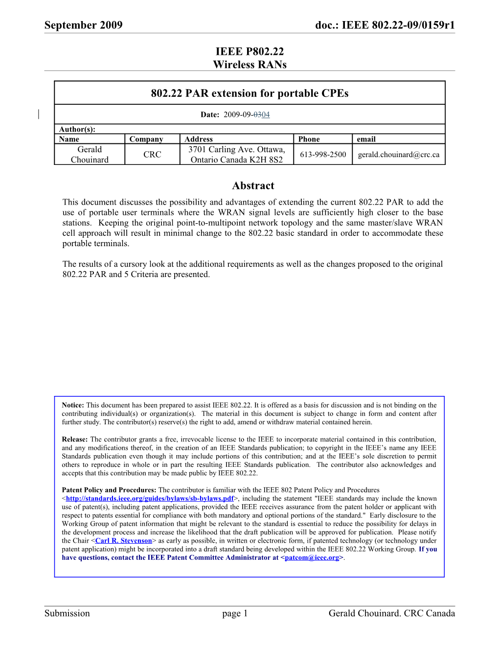 802.22 PAR Extension for Portable Cpes