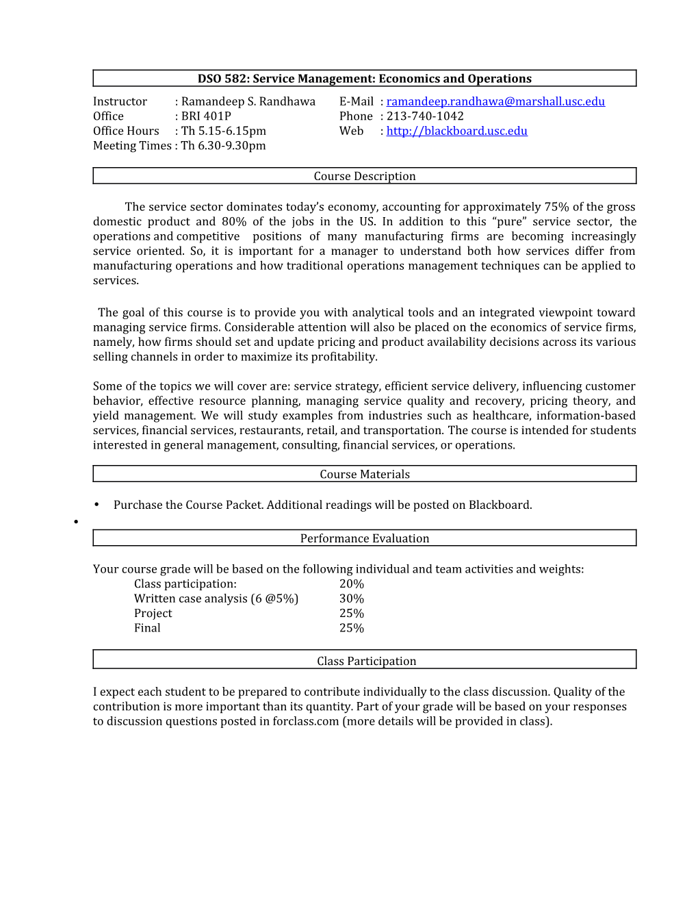 Man 335: Operations Management