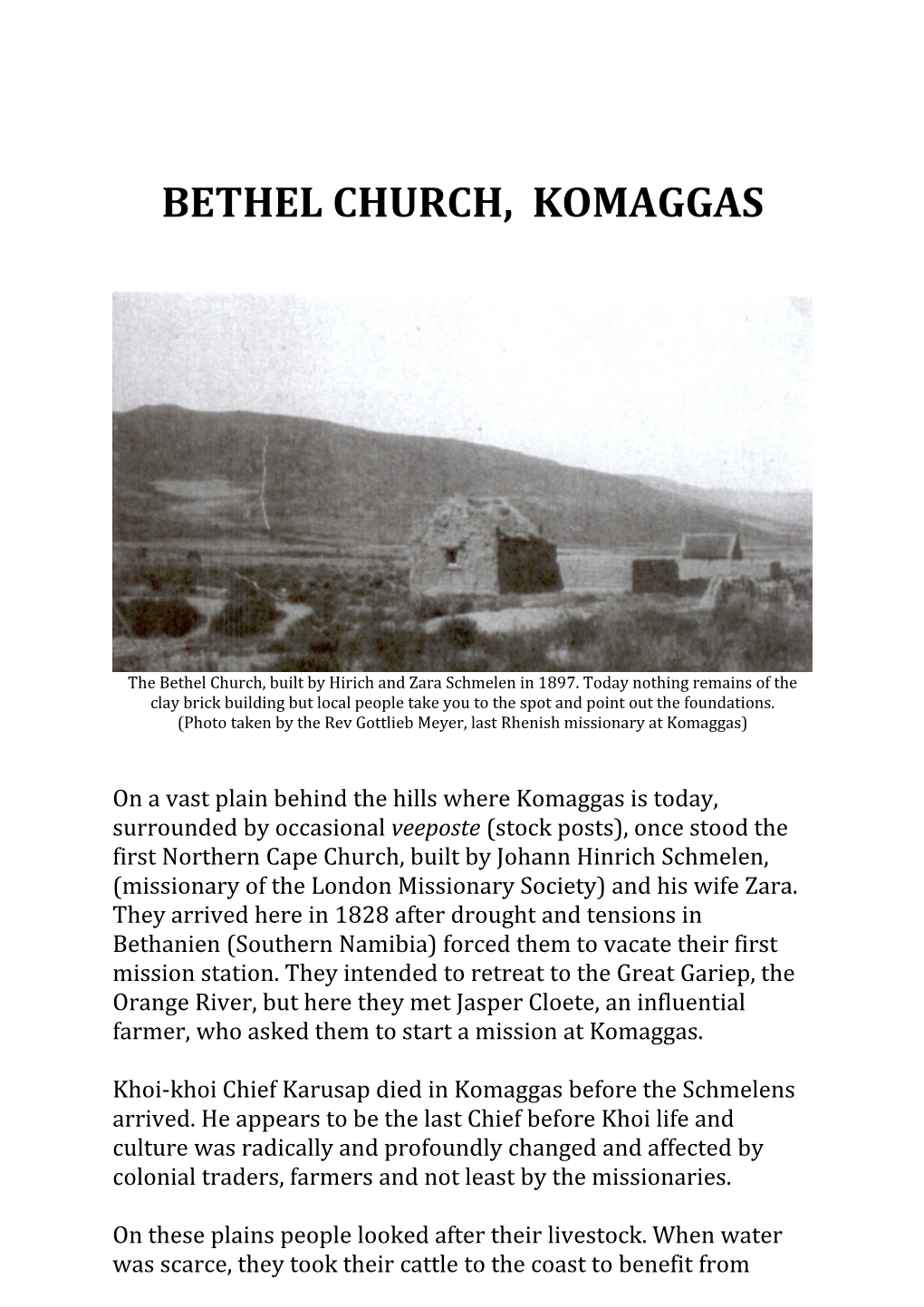 Bethel Church, Komaggas