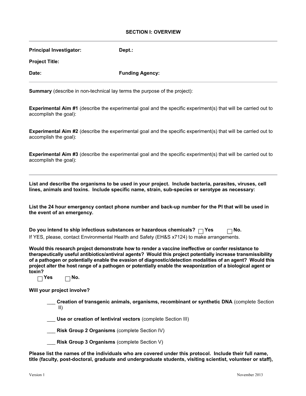 Section I: Overview