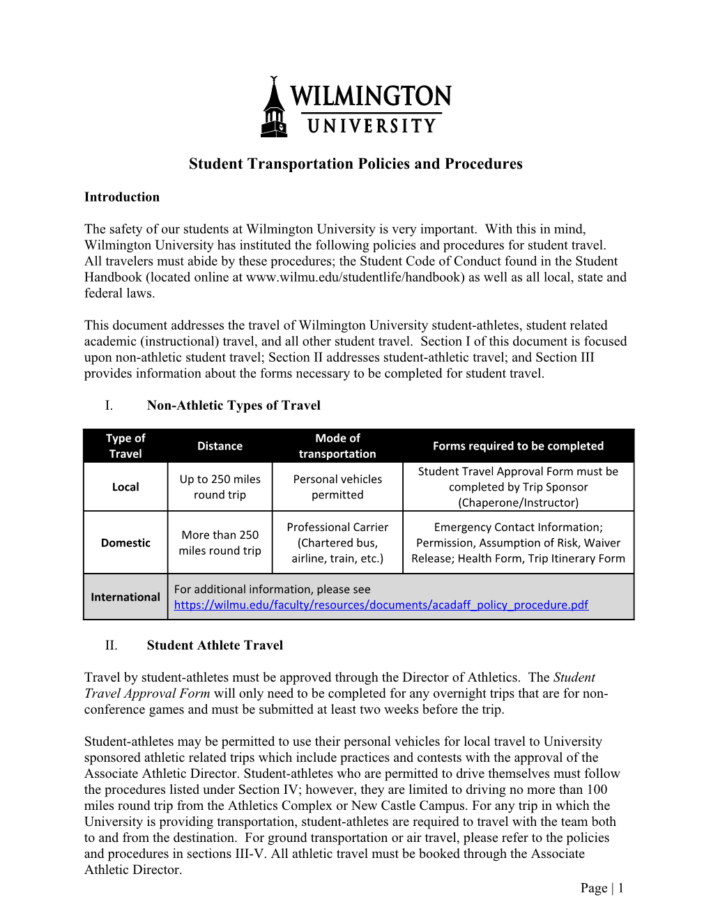 Student Transportation Policies and Procedures