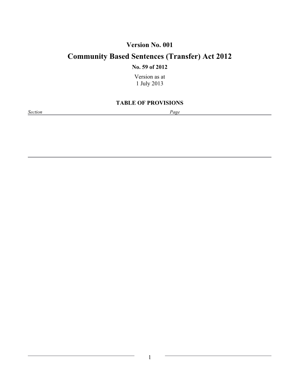 Community Based Sentences (Transfer) Act 2012