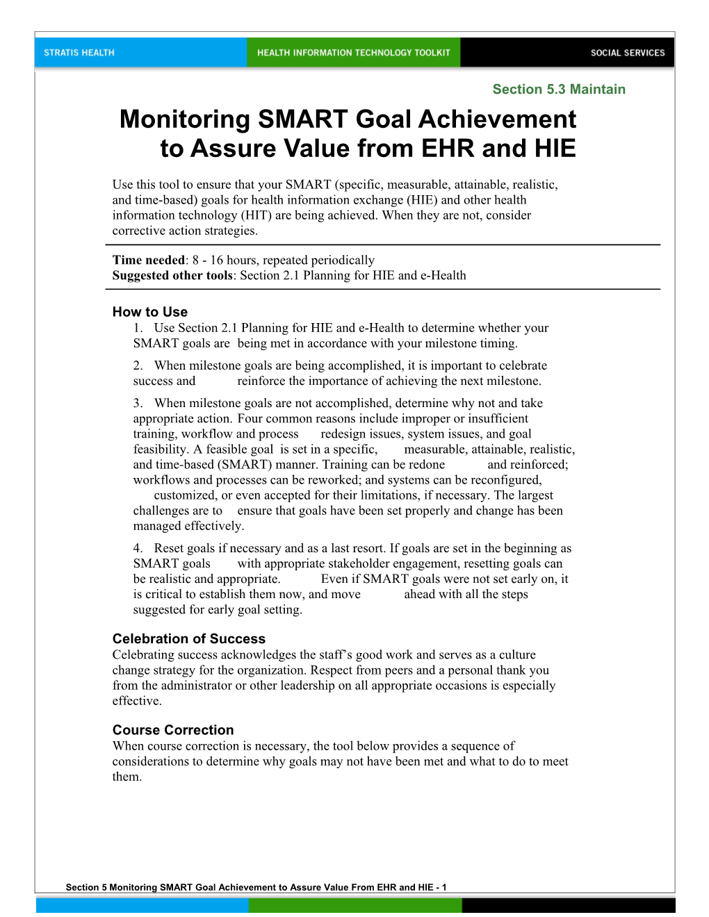 5 Monitoring SMART Goal Achievement to Assure Value from EHR and HIE