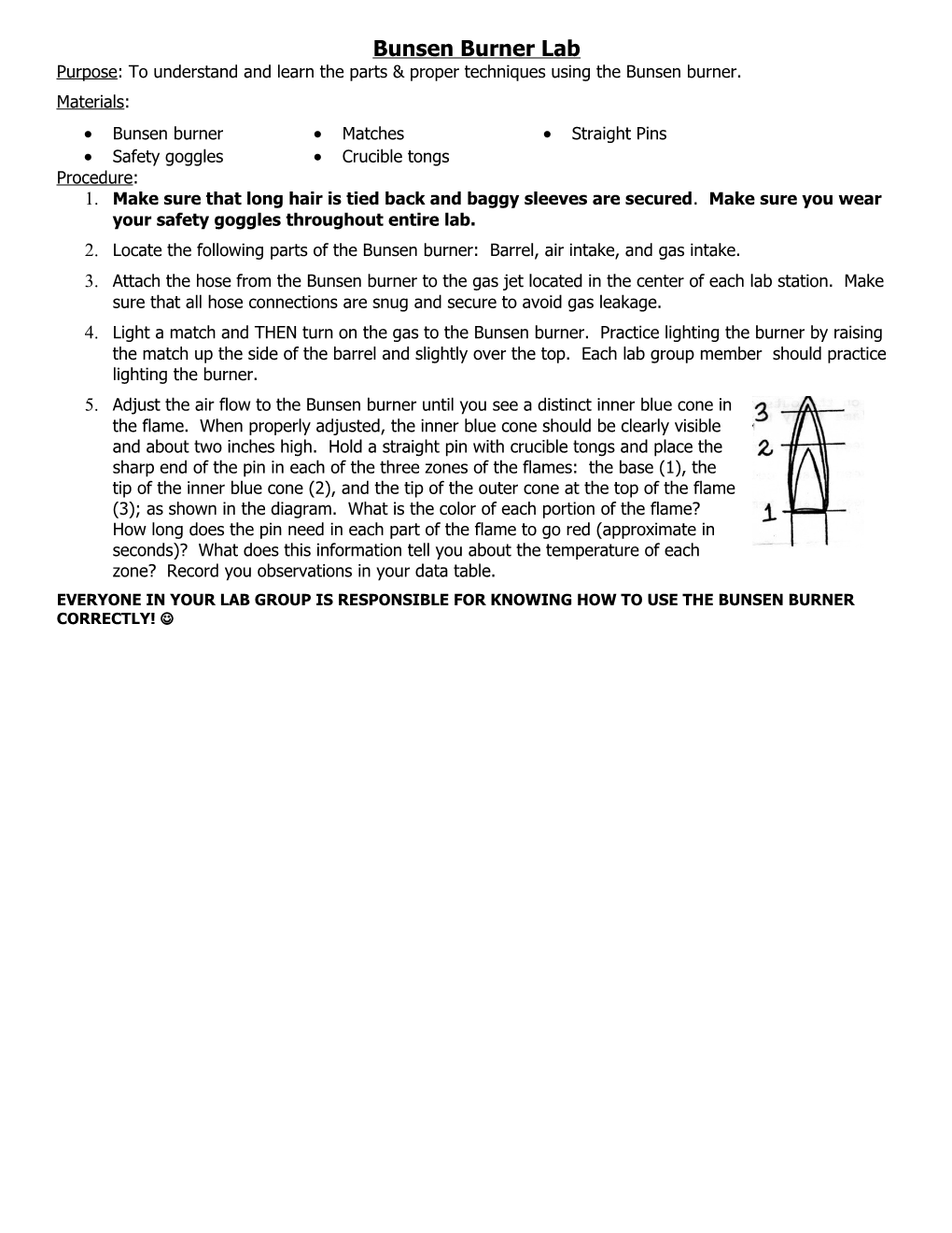 Bunsen Burner Lab