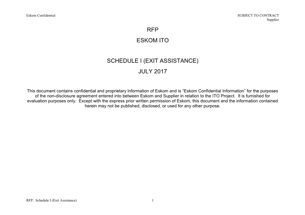 Eskom ITO Schedule I (Exit Assistance) (Draft 3 December 2013)