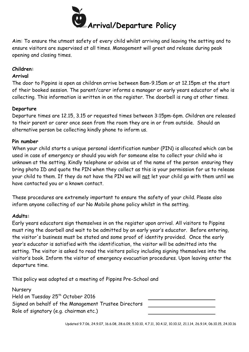 Arrival/Departure Procedures