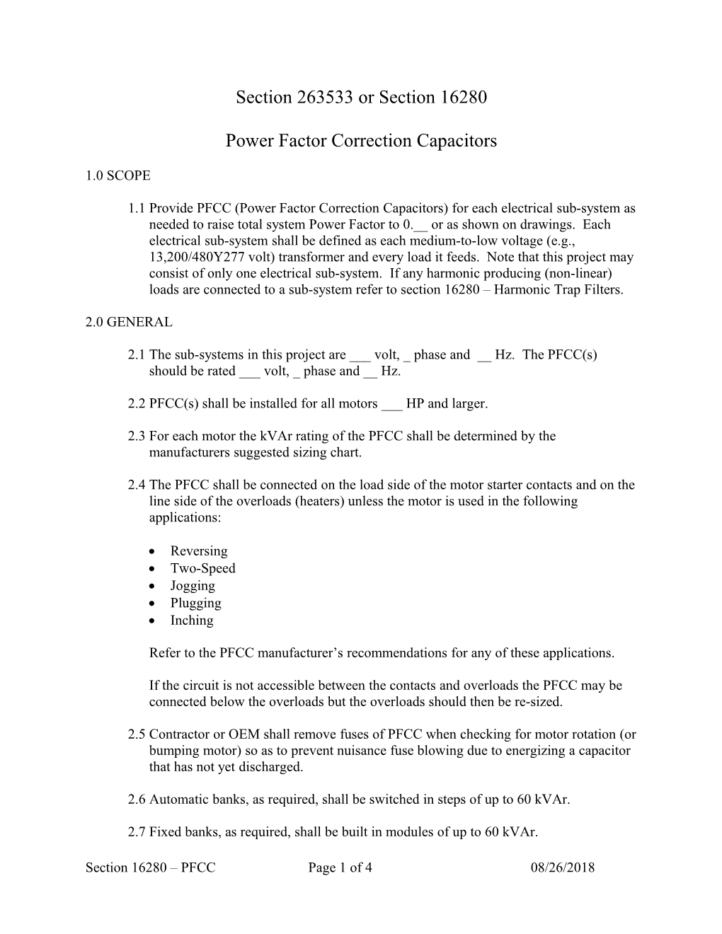 Specifications - PFCC, Section 16410