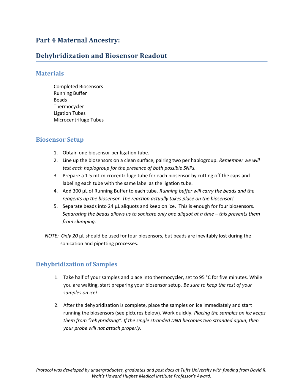 Dehybridization and Biosensor Readout