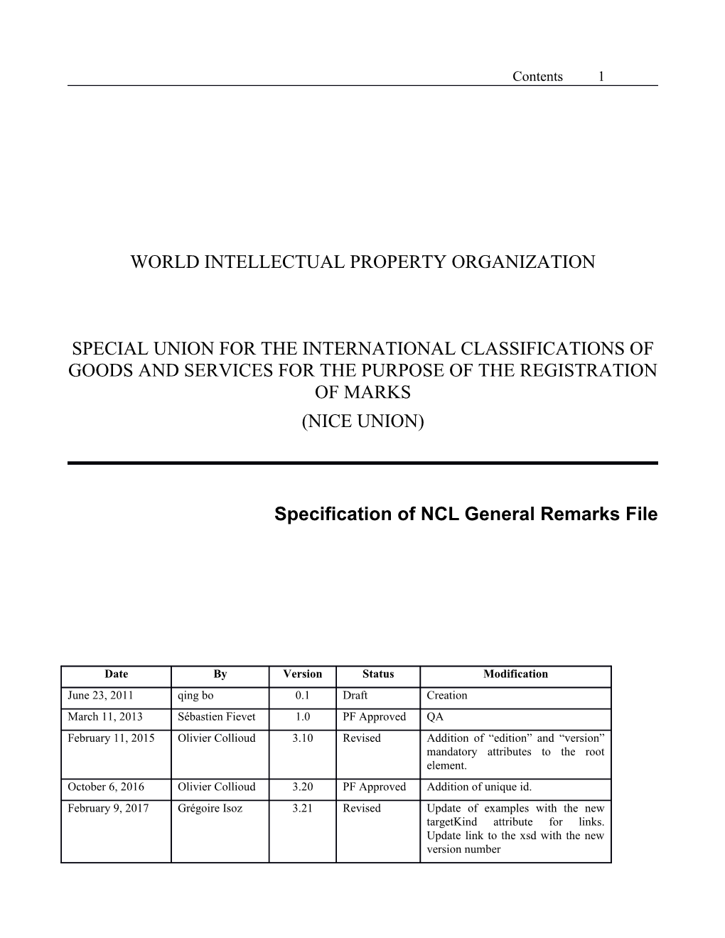 Specification of NCL General Remarks File