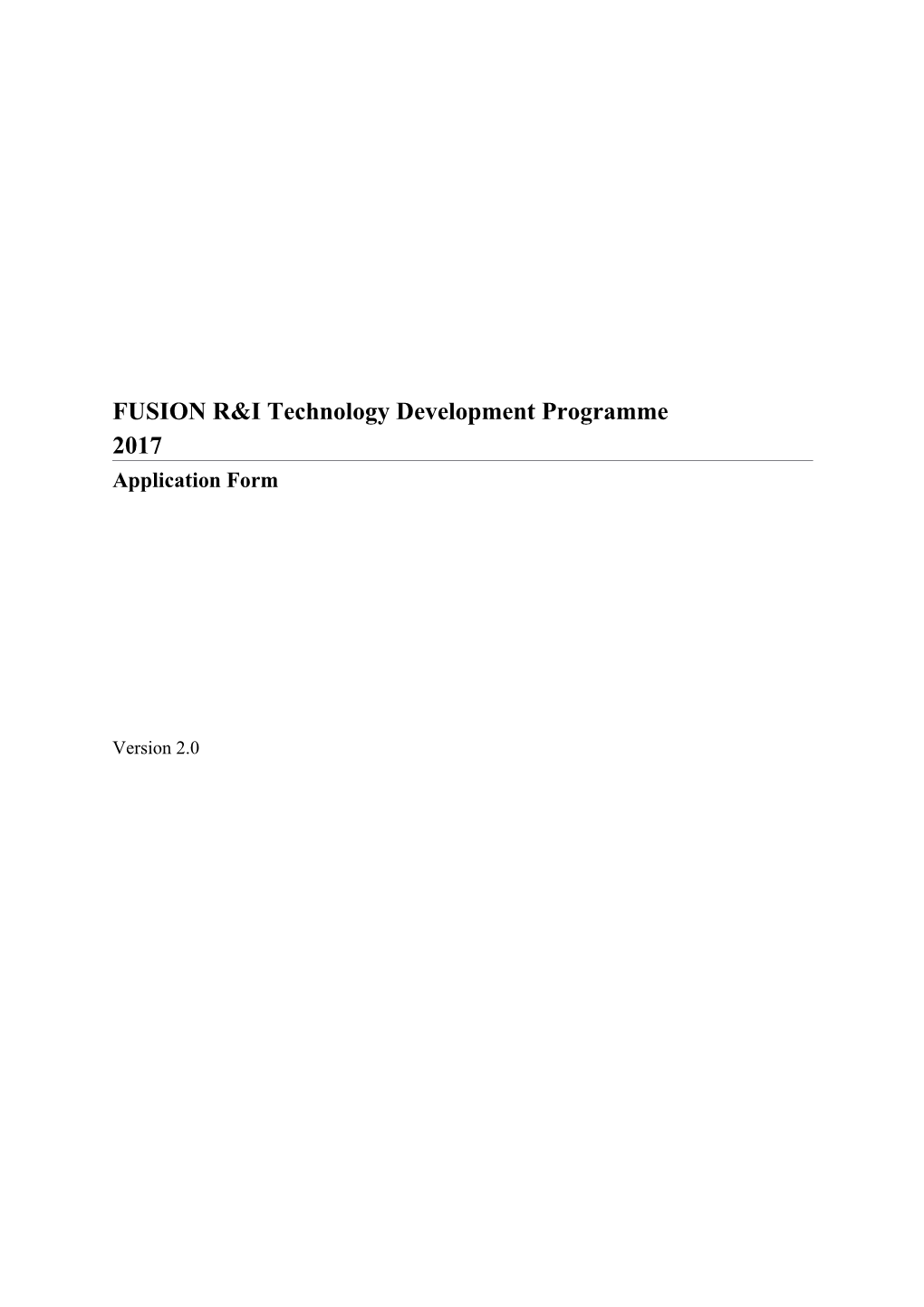 FUSION R&I Technology Development Programme