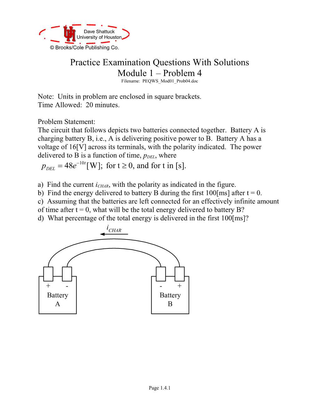 Practice Examination Module 1 Problem 4