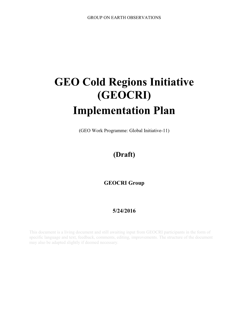 GEO Cold Regions Initiative (GEOCRI)