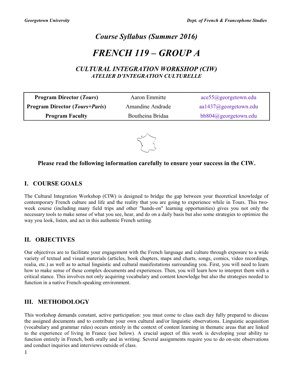 Course Description and Syllabus