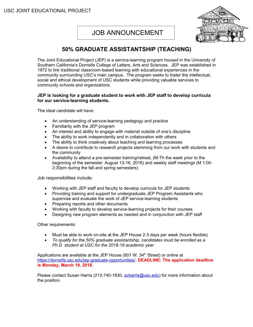 50% Graduate Assistantship (Teaching)