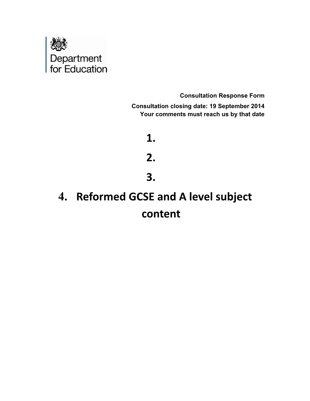 Reformed GCSE and a Level Subject Content