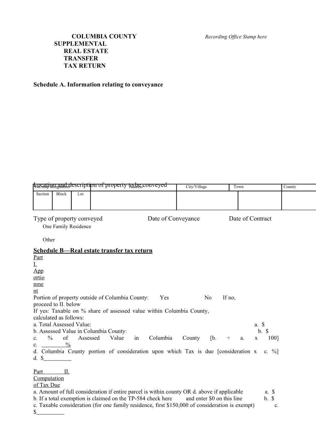 Supplemental Real Estate Transfer Tax Return